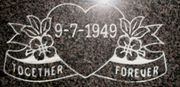 Engraved "Together Forever" Heart Companion Cemetery Memorial Design 1638 on G654 Granite