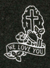 Engraved "We Love You" Cross and Flowers Cemetery Headstone Design 545 on G654 