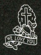 Engraved "We Love You" Cross and Flowers Cemetery Headstone Design 545 on G654 