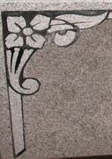 Engraved Wild Rose Cemetery Headstone Corner Design 979 on Georgia Gray Granite