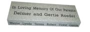 Engraved X-01 Memorial Bench in G633 Gray Granite Top and Side View