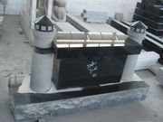 GRANITE MONUMENT WITH CARVED LIGHT HOUSES