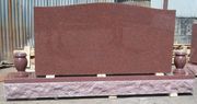 HMFV2R-03 India Red Granite Companion Style Monument with Vases