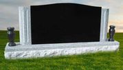 K2V-3 Jet Black and Granite Upright Memorial with Vases