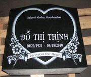 L-01 Laser-etched Jet Black Granite Upright Monument
