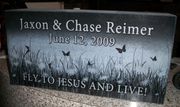 Laser-etched Jet Black Granite Infant Grave Marker