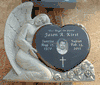 Laser-etched Jet Black Granite STM003 Carved Angel Memorial