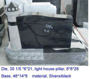 LIGHT HOUSE MONUMENT MADE WITH JET  BLACK GRANITE