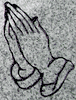 Praying hands on Gray Headstone Praying hands on Gray Headstone