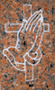 Praying Hands With a Cross on a Monument of Marble Red Granite