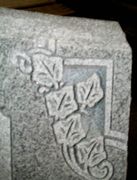 Shape Carved Ivy Corner Headstone Design 1017 on Gray Granite