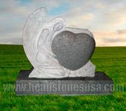 STM003 G343 Gray Granite Carved Angel Upright Monument