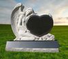 STM003F Jet Black Carved Angel and Heart Monument