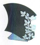 TF-A25 jet black granite monument with carved flowers