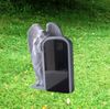 TF-A304 Jet Black Granite Carved Angel Upright Memorial with Base