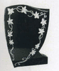 TF-A31   Black Granite Upright  Headstone With Stenciled Flower Design 