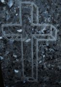 Three Dimensional Cross on Blue Pearl Granite Three Dimensional Cross on Blue Pearl Granite