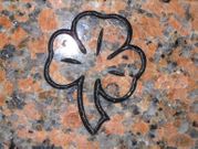 Three Leaf Clover Engraved onto Marble Red Granite