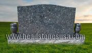 U-8 Blue Pearl Granite Upright Headstone with Vases U-8 Blue Pearl Granite Upright Headstone with Vases