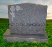 U2 G633   Upright Headstone With Carved Flower