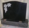 U2 JET  BLACK    CEMETERY MONUMENT WITH CARVED FLOWER