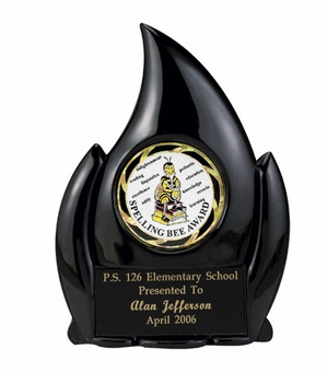 06 INCH FLAME TROPHY, BLACK HOLDS INSERT