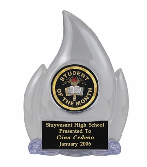 06 INCH FLAME TROPHY, CLEAR HOLDS INSERT