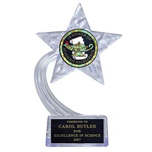 07-1/2 INCH CLEAR ACRYLIC STAR TROPHY, HOLDS INSERT
