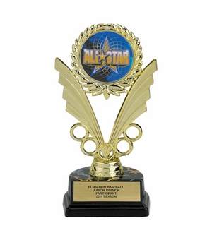 07-1/4 INCH BLACK BASE TROPHY, HOLDS MEDALLION INSERT