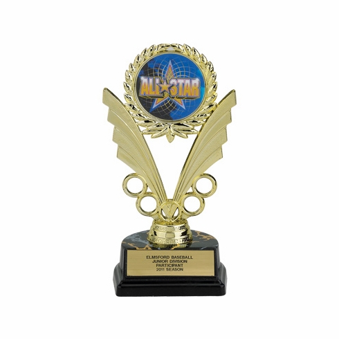 07-1/4 INCH BLACK BASE TROPHY, HOLDS MEDALLION INSERT