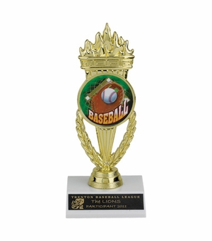 07 INCH TORCH TROPHY, HOLDS MEDALLION INSERT