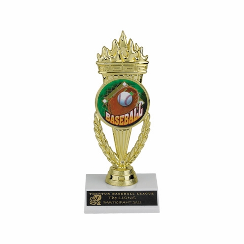07 INCH TORCH TROPHY, HOLDS MEDALLION INSERT