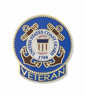1-1/16 INCH U.S. COAST GUARD VETERAN LAPEL PIN (OLD STYLE)