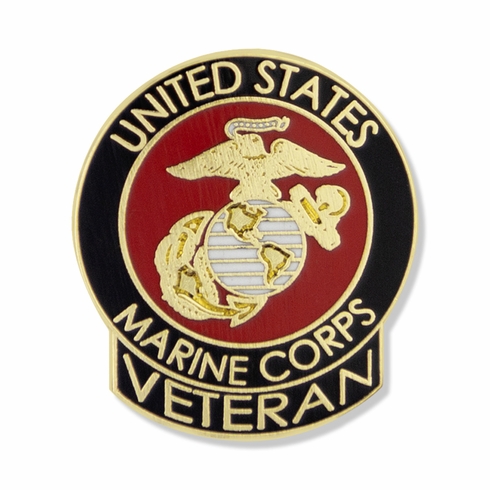 1-1/16 INCH U.S. MARINE CORPS VETERAN LAPEL PIN (OLD STYLE)