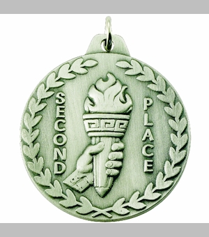 1-1/2 Inch Customizable 2nd Place Medal in Silver