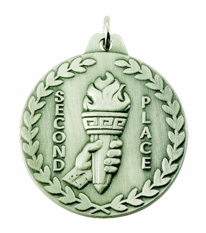 1-1/2 Inch Customizable 2nd Place Medal in Silver
