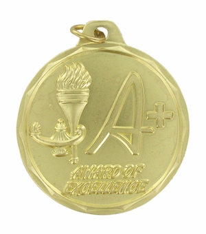 1-1/2 INCH A+ AWARD OF EXCELLENCE MEDAL, GOLD ONLY