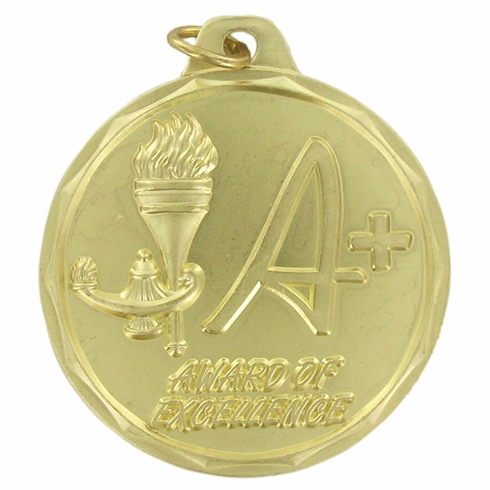 1-1/2 INCH A+ AWARD OF EXCELLENCE MEDAL, GOLD ONLY