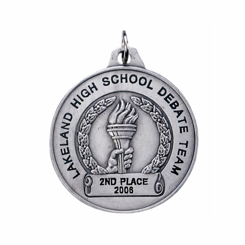 1-1/2 Inch in Diameter Achievement Medal in Silver with Customizable Options
