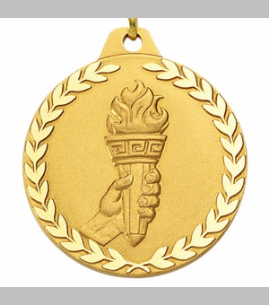 1-1/2 Inch Achievement Torch Medal in Gold, Silver, or Bronze