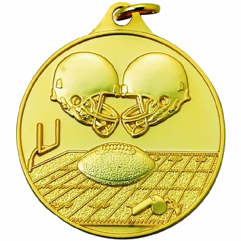 1-1/2 Inch Customizable Football Themed Medal in Gold, Silver, or Bronze
