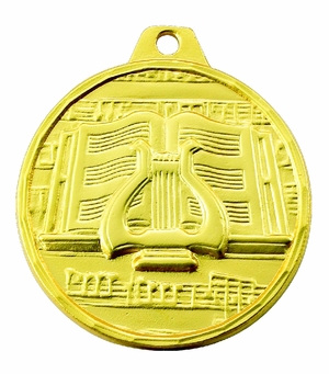 1-1/2 Inch Customizable Music Themed Medal in Gold, Silver, or Bronze