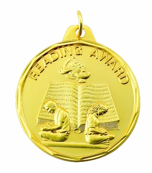 1-1/2 Inch Customizable Reading Award Medal in Gold, Silver, or Bronze