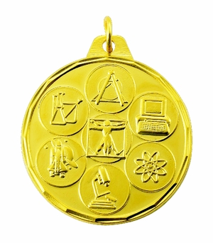 1-1/2 Inch Customizable Science Medal in Gold, Silver, or Bronze