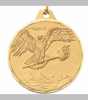 1-1/2 Inch Eagle and Torch Medal in Gold, Silver, or Bronze