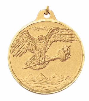 1-1/2 Inch Eagle and Torch Medal in Gold, Silver, or Bronze