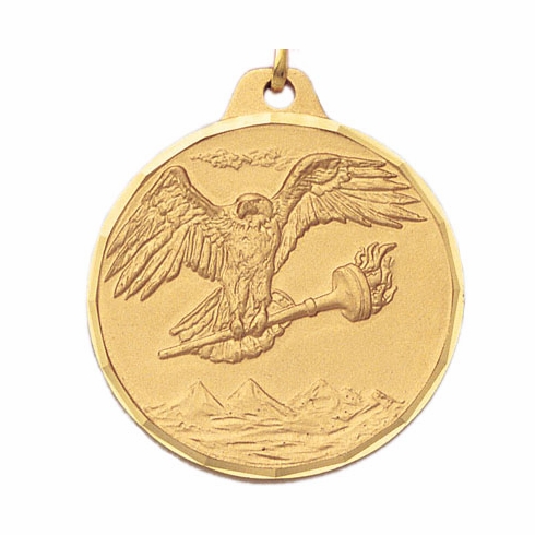 1-1/2 Inch Eagle and Torch Medal in Gold, Silver, or Bronze
