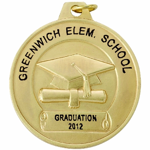 1-1/2 Inch in Diameter Customizable Gold Graduation Medal