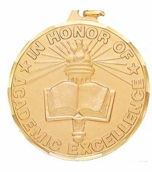 1-1/2 Inch Academic Excellence Medal in Gold