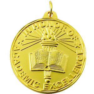 1-1/2 Inch Customizable Academic Excellence Medal in Gold, Silver, or Bronze